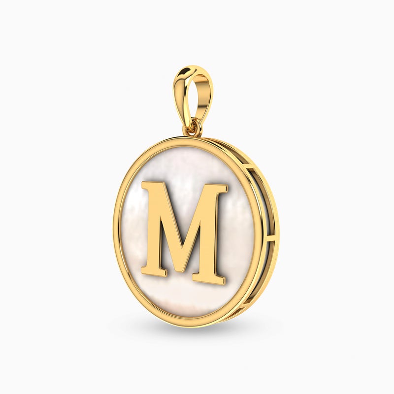 Instyle by L'azurde Letter M Pearl Pendant in 18K Gold - Image 2